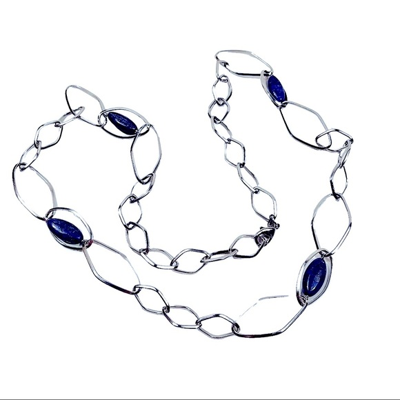 SIMONA COLLINI Onyx Silver chained necklace - Picture 1 of 9